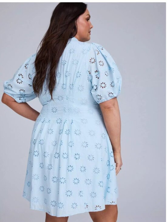 Belle Isle by Torrid Eyelet Mini Dress Angel Falls Light Blue 16 - Picture 5 of 15